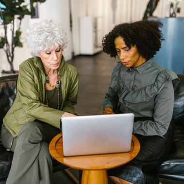 elderly woman and family law attorney